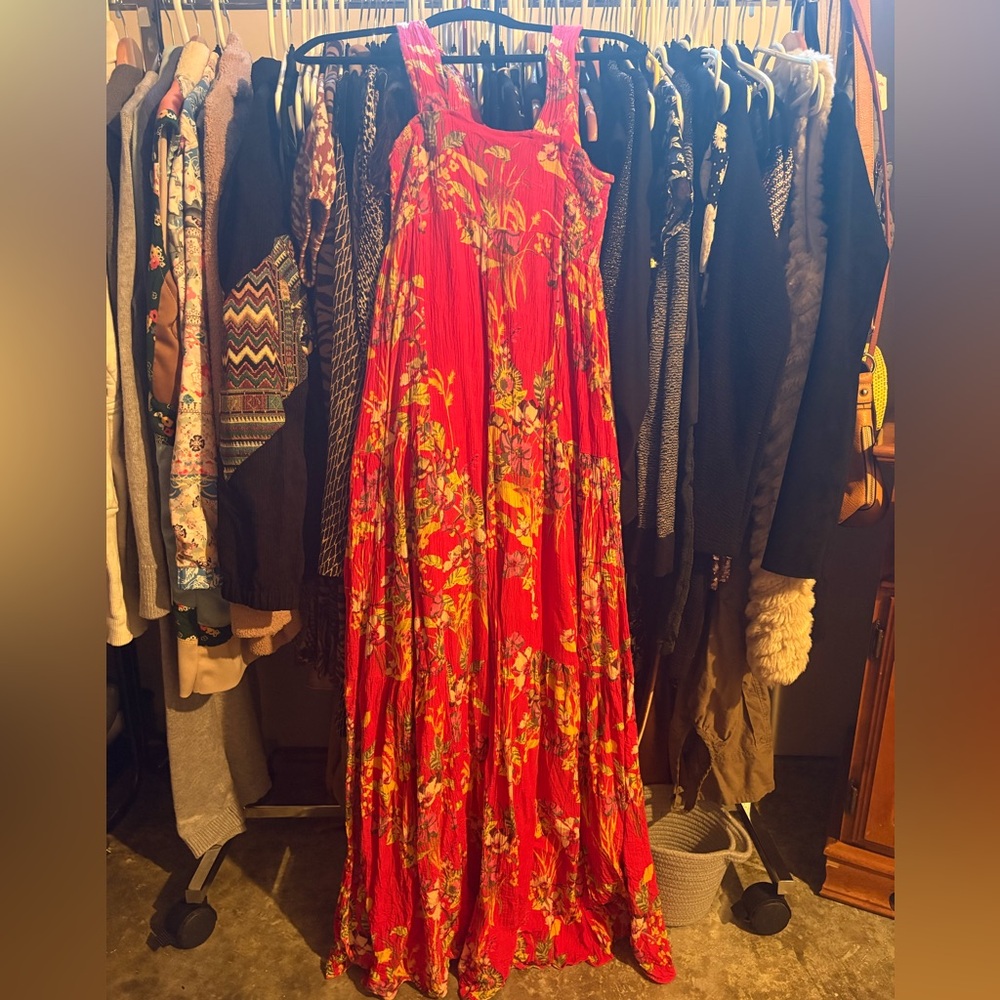 Floral Red Maxi Romper free people